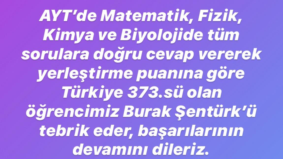 Türkiye 373.sü olan öğrencimiz Burak Şentürk